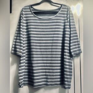 Reitmans 2X Black Grey Metallic Striped Tshirt